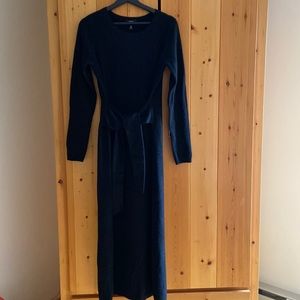 Aqua cashmere tie waist cashmere midi dress 100%cashmere